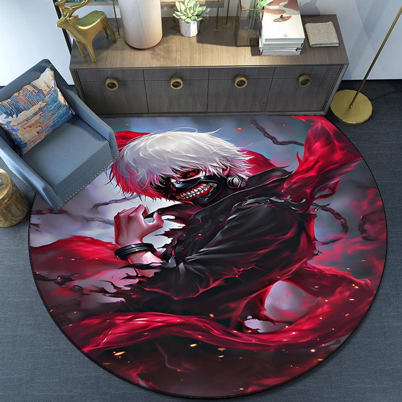 Tokyo Ghoul Masked Mystery Round Rug for Livingroom,Bedroom, Palyroom, Chair Rug, Area Rug, Circle Carpet, Fan Christmas Gift