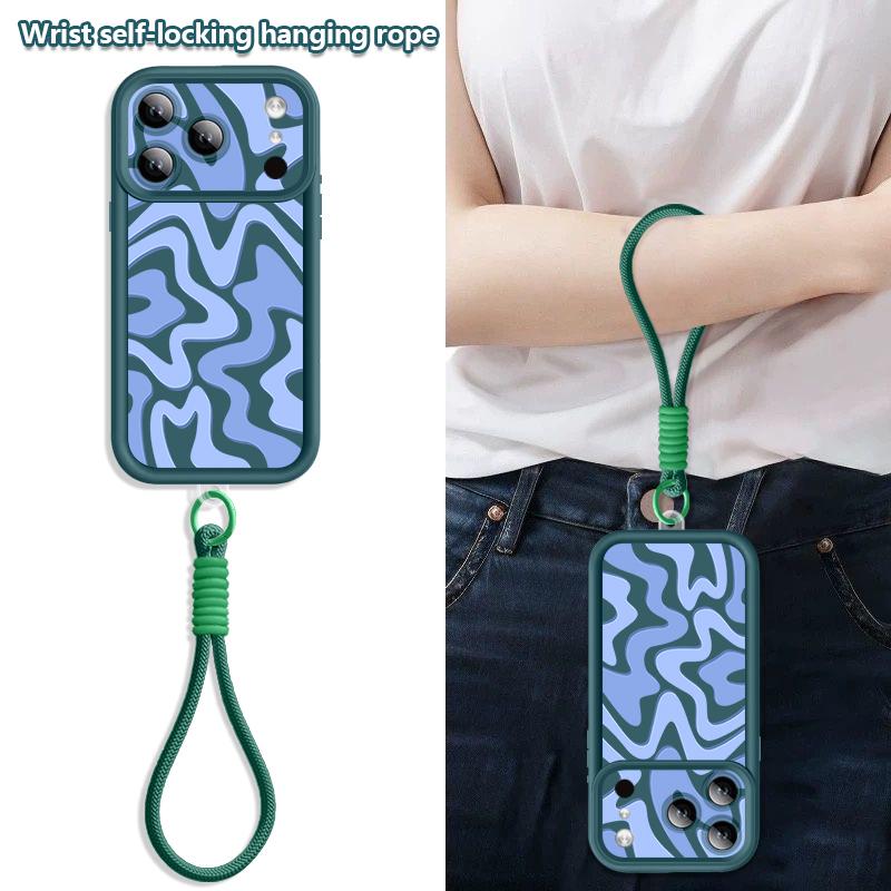Colorful Stripe Printed With Strap Phone Case For iPhone 17 Pro Max Air 16e 16 15 14 Pro Max 13 12 Pro Shockproof Soft TPU Cover