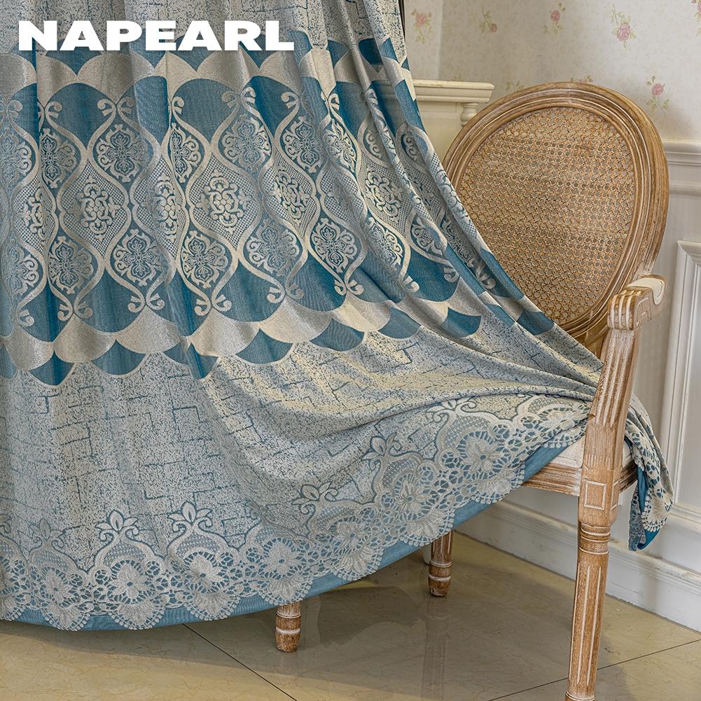 1PC NAPEARL 40-70% Blackout Advanced Luxury European Hollow Jacquard Curtains Available In Multiple Colors for Living Room Bedroom Home Decor