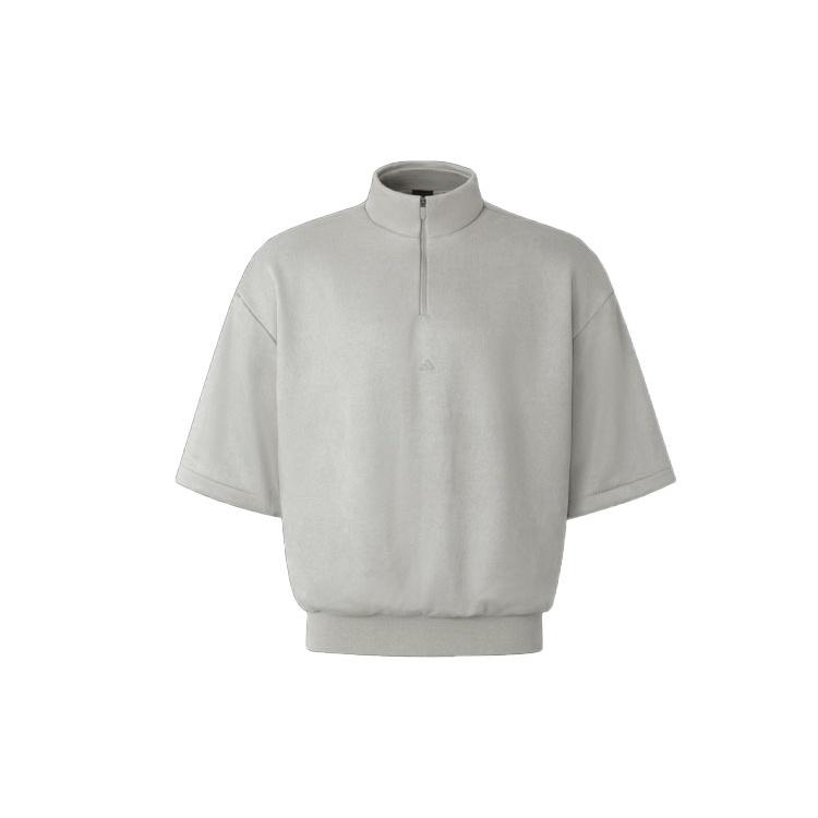 adidas Basketball Sueded 3/4 Half-Zip Sweatshirt  Sesame  Men s IN7712 XS