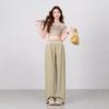 New Lace Lace Wide-leg Pants Lazy and Thin Straight High Waist Elastic Loose Spring Casual Long Pants