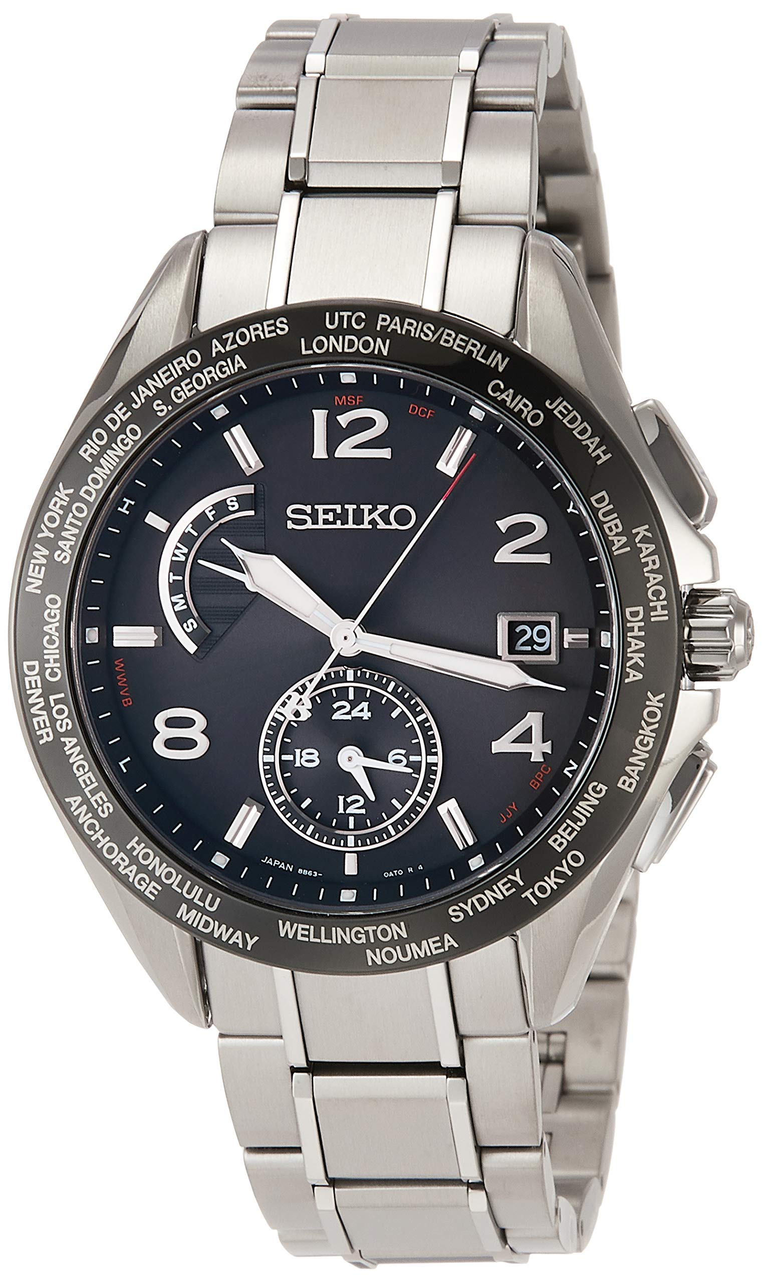 

BRIGHTZ 20th Anniversary Limited Model Solar Radio Titanium World Time Notation Mark SAGA301 Silver [Seiko Watch] B Hand/Crown Men s
