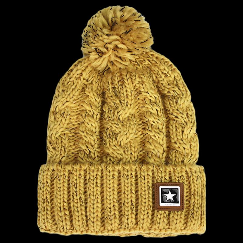 

Зимняя вязаная шапка-бини с плюшевой подкладкой, пятизвездочная, с защитой ушей One Size