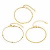 3pcs Set Simple Stainless Steel Bracelet for Women, Adjustable Gold Plated Thin Chain Bracelets, Fashion Stackable Jewelry Set