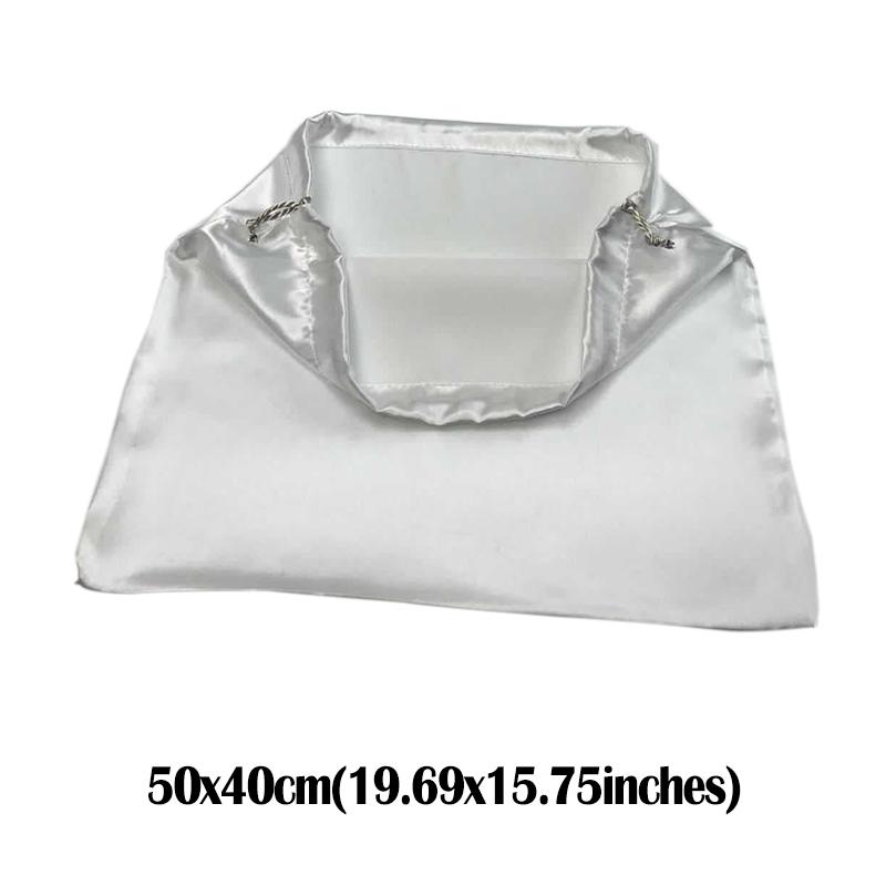 Schwarzer seidiger Satin Kordelzugbeutel Geschenkverpackung Make-up Aufbewahrungsbeutel Wiederverwendbar Staubdicht Reise Schuhe Kleidung Verpackungsbeutel