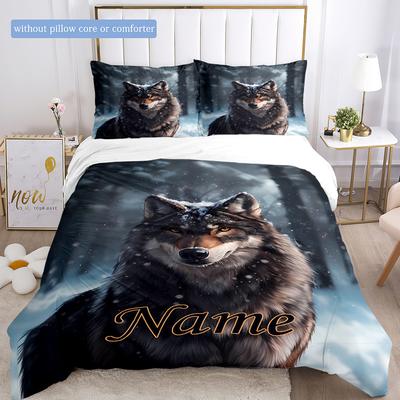 Wolf In The Snow Duvet Cover Soft Bedding Set For Bedroomdorm Personalized Name Threepiece Set 1 Duvet Cover And 2 Pillowcases Perfect Gift For All
