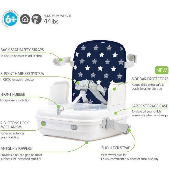 Réhausseur bébé pour table a manger - BENBAT - Portable et lavable - Facile a plier - Harnais de sécurité réglable - Marine