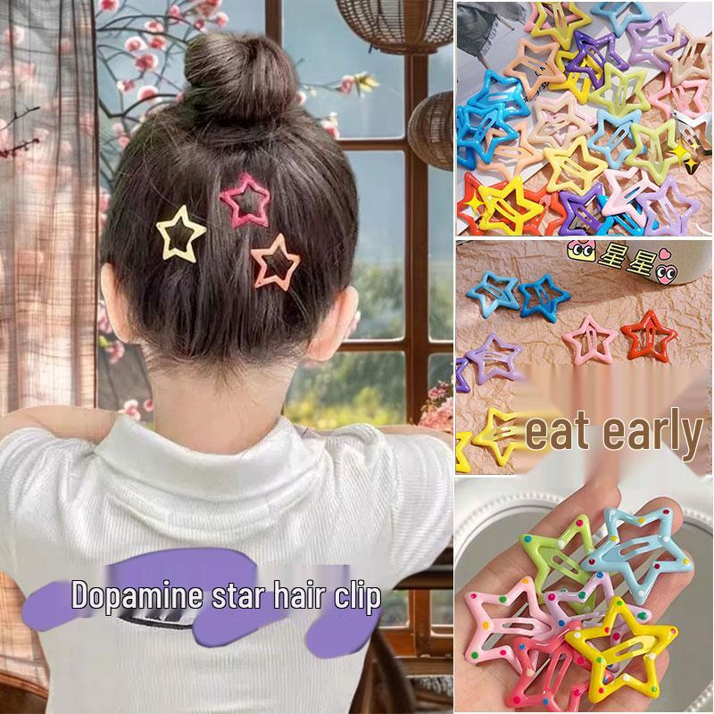 Colorful Star Hair Clips: Five-Pointed Side Clip Hairpins for Kids