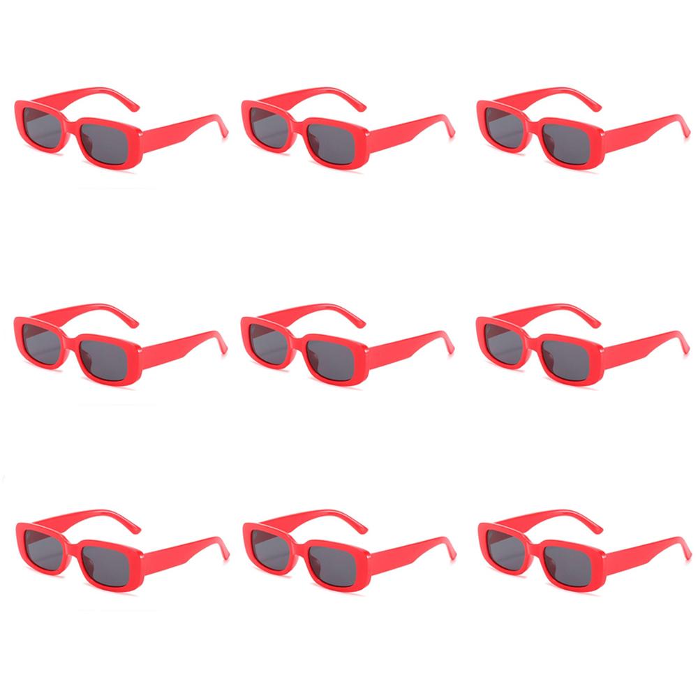 Lovatfirs 9 Pack Square Sunglasses For Party Trip Women Men Different 13 Color UV Protection