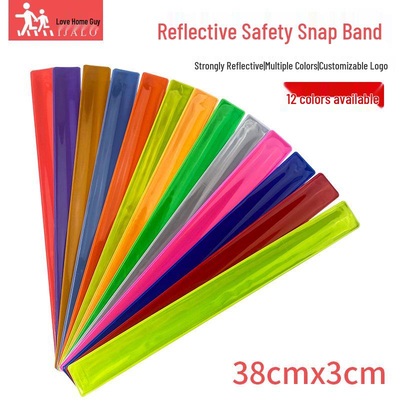 

Reflective Snap Band 38cm: PVC Wrist/Leg Strap for Night Running with Custom Print Black (Non-reflective)*38x3cm
