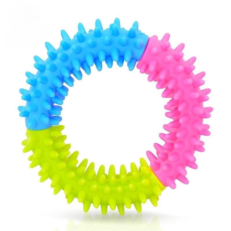 Puppy Dental Teeth Healthy Chew Biting Toy Multicolor Non-toxic Circle Rubber Pet Dog Ring Play Small Dog Bite Resistant 5pcs