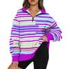Dámská mikina Módní top mikina s dlouhým rukávem a pruhovaným potiskem do poloviny na zip