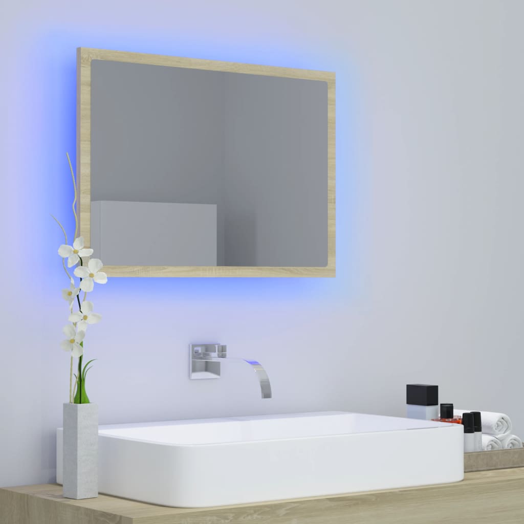 Badezimmerspiegel mit LED, wandmontierter Badezimmerpiegel, 60x8,5x37cm