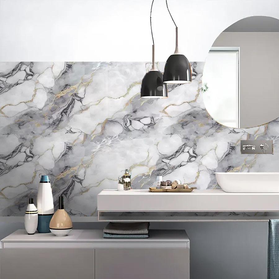 Samolepicí mramorová tapeta se zlatou fólií, odlepovací a nalepovací, vodotěsná, odolná proti oleji, nálepka na kuchyňskou zástěnu a pracovní desku, 5vrstvá PET samolepka na zeď pro nábytek