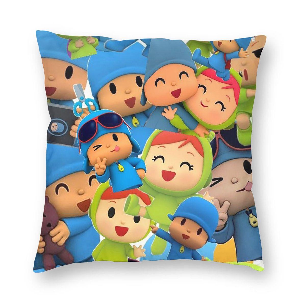 

Happy Birthday Boy Girl Pocoyo Square Pillowcase Pillow Cover Cushion Throw Pillow for Home Sofa Living Room 18x18Inch