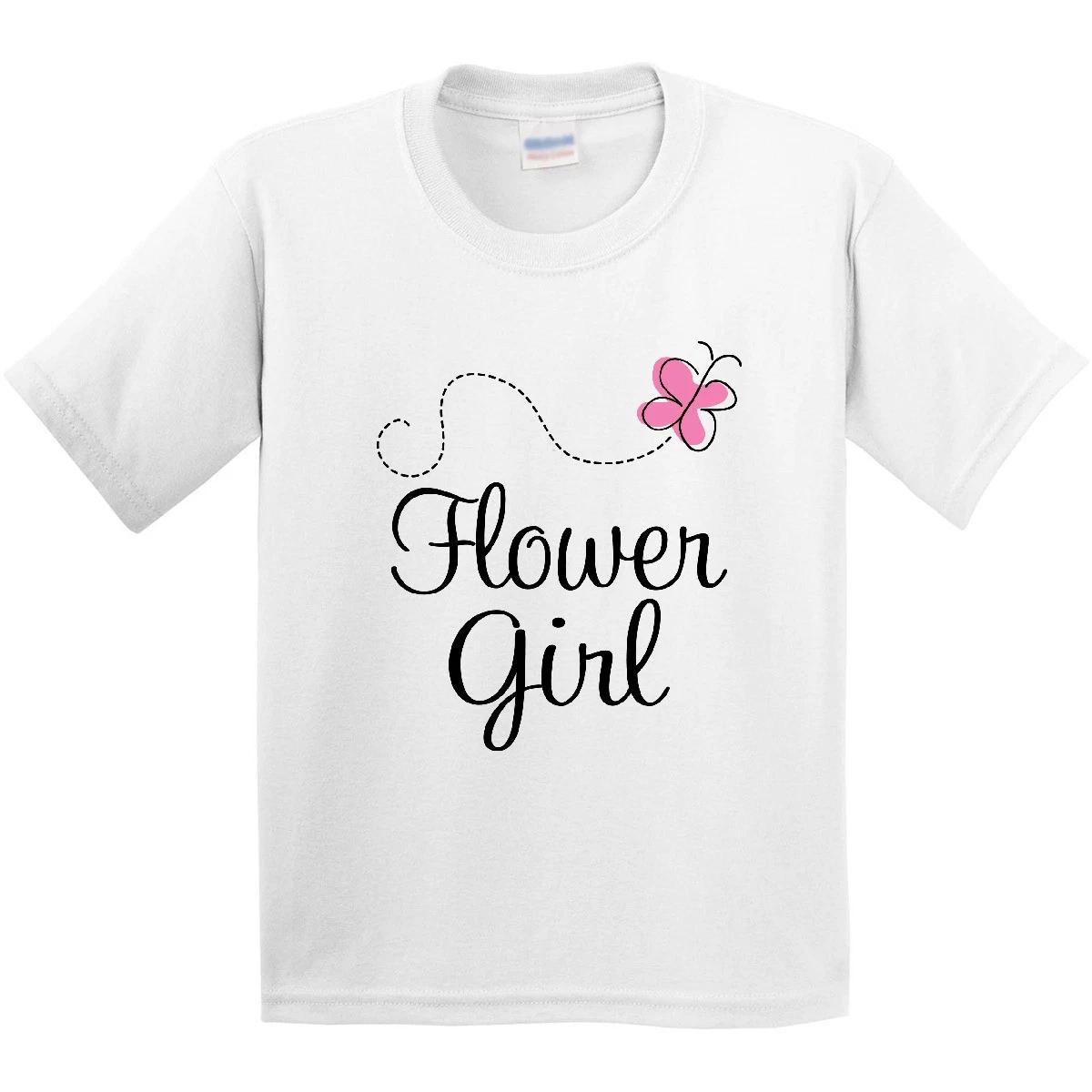 Inktastic Flower Girl Wedding Butterfly Youth T-Shirt Marriage Party Bridal Pink 100