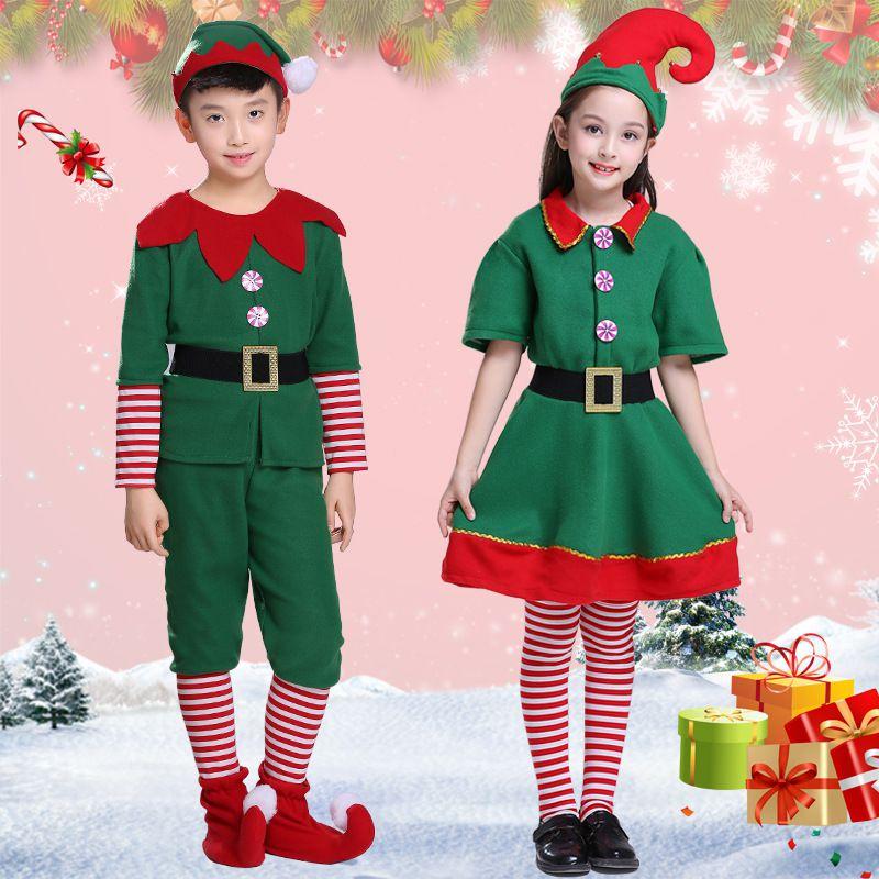 Premium Kids Christmas Elf Fancy Dress Set For Xmas Parties Cosplay Role Play