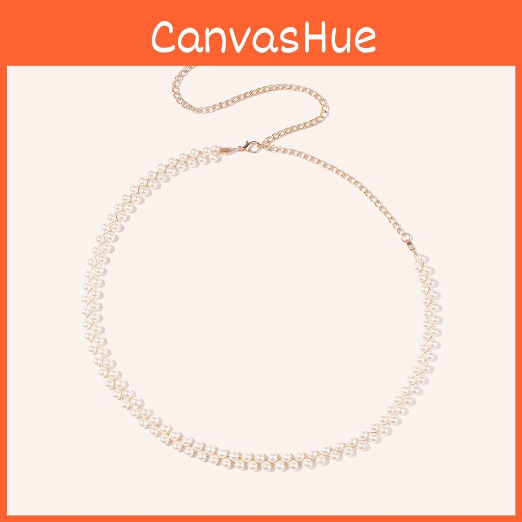Stylish Pearl Waist Chain With Gold Thread And Pearl Buckle For Women Spring And Fall