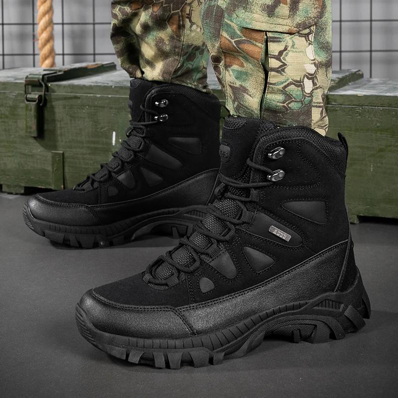 Fashion Men Tactical Boots Lace Up Military Army Boot Unisex Work Hiking Shoe Desert Waterproof Brand Climbing Shoe Male Ankle Size Plus