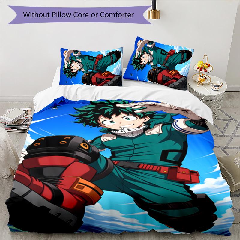 deku 3pcs Bedding Set Duvet Cover Closure Includes 1 Duvet Cover & 2 Pillowcases for All Seasons Bedroom Home Dorm Decor