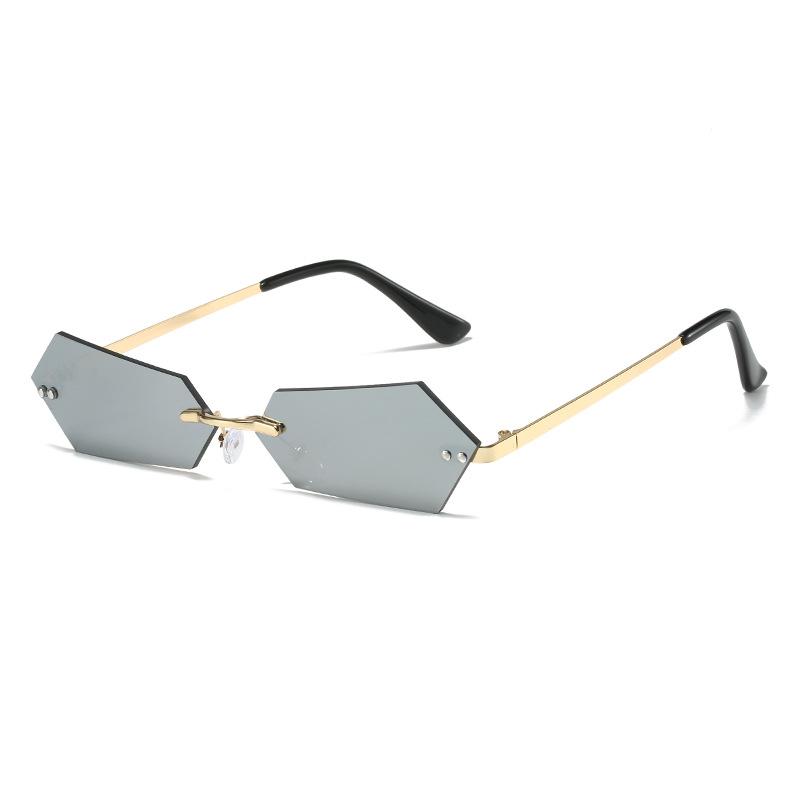 

Солнцезащитные очки без оправы, с отделкой, женские, геометрические, с градиентным изменением цвета, модные уличные очки Regular