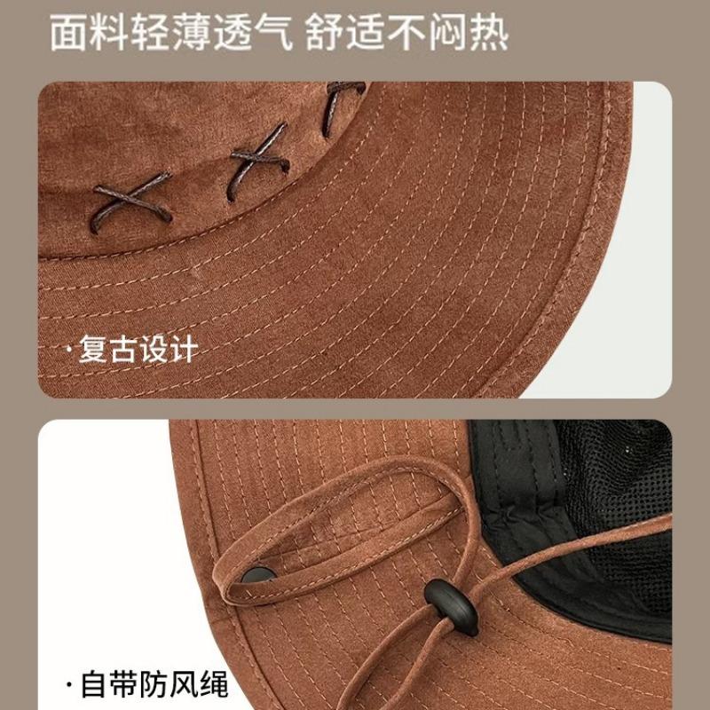 Mountaineering Hat Retro Western Cowboy Hat Children Summer Outdoor Sun Protection Visor Hat Big Brim Bucket Hat Men