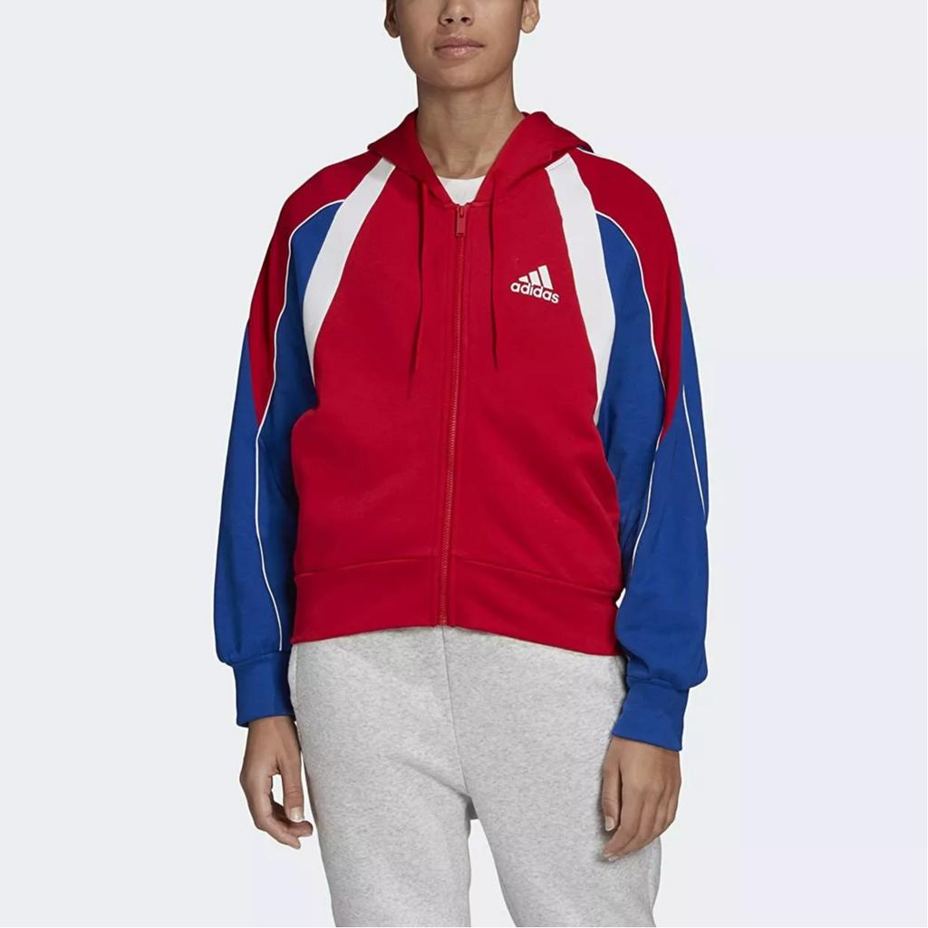 Adidas Colorblock Full Zip Hoodie Women Hoodies Red FS2455