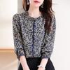 Printed Chiffon Shirt Spring and Autumn New Fashionable Style Shirts Women's Age-reducing Tops