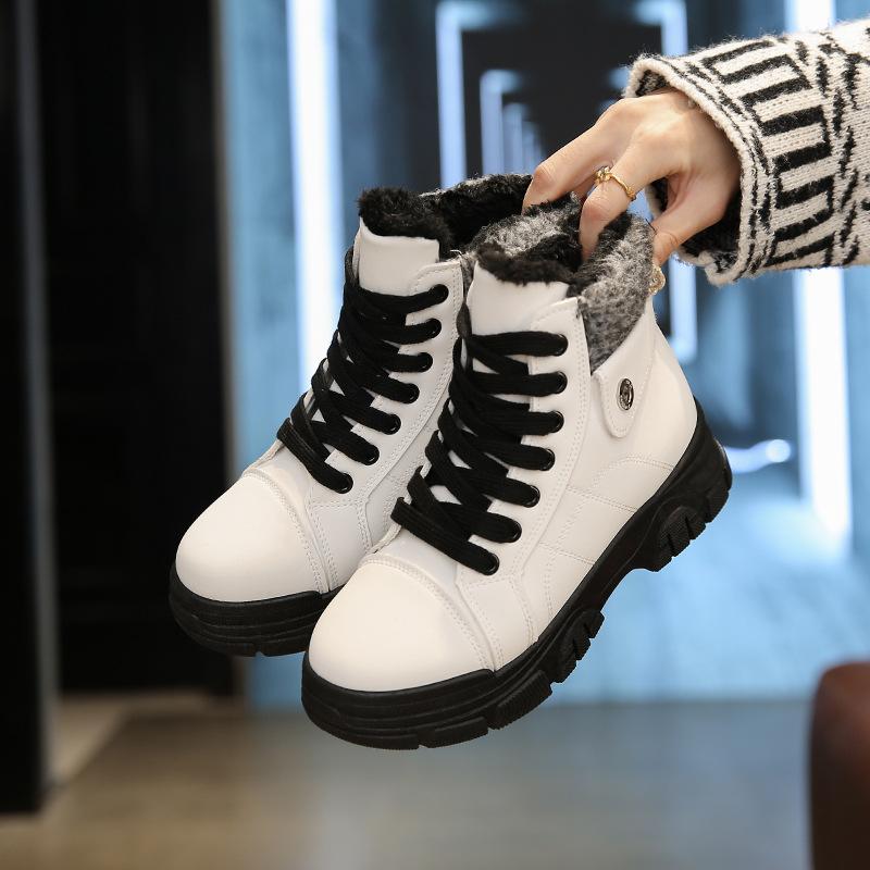 

Ботинки мартин женские ботинки хлопковые ботинки 2025 зима новые ботинки с высоким голенищем женские с круглым носком на толстой подошве бархатные теплые женские ботинки QR168 40 бежевый