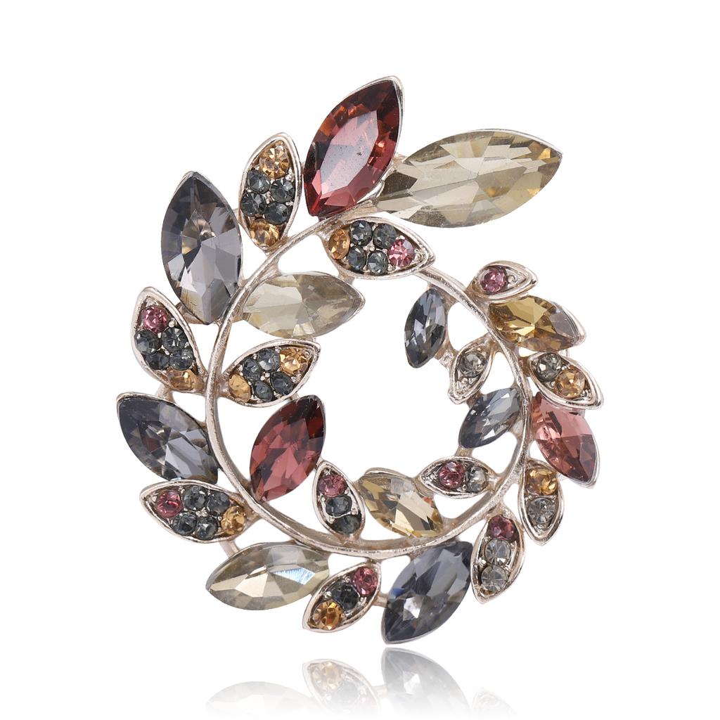 Exquisite High End Glass Crystal Wheat Ear Wreath Brooch Women'S Suit Suit Accessories Elegant Temperament Retro Corsage