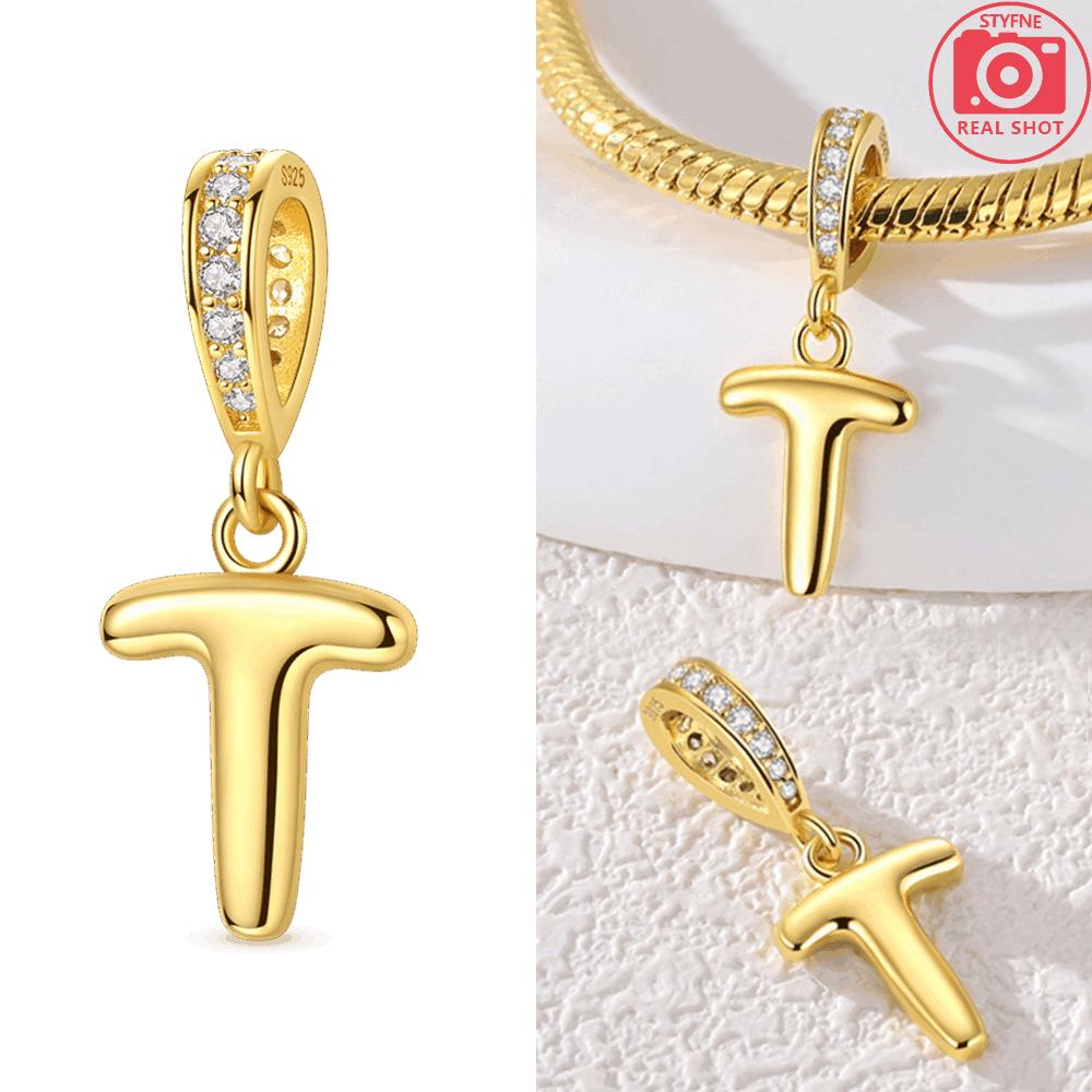 Original Necklace Copper White Zircon Pendant English Letters Women'S Beads Fit Bracelet Anniversary Gift Accessory Diy