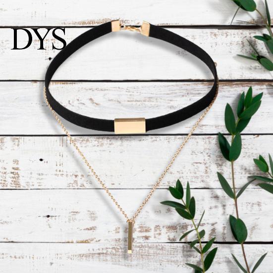 Punk Necklace Women Vintage Faux Suede Multilayer Polished Clavicle Choker Pendant for Party Fashion Necklaces