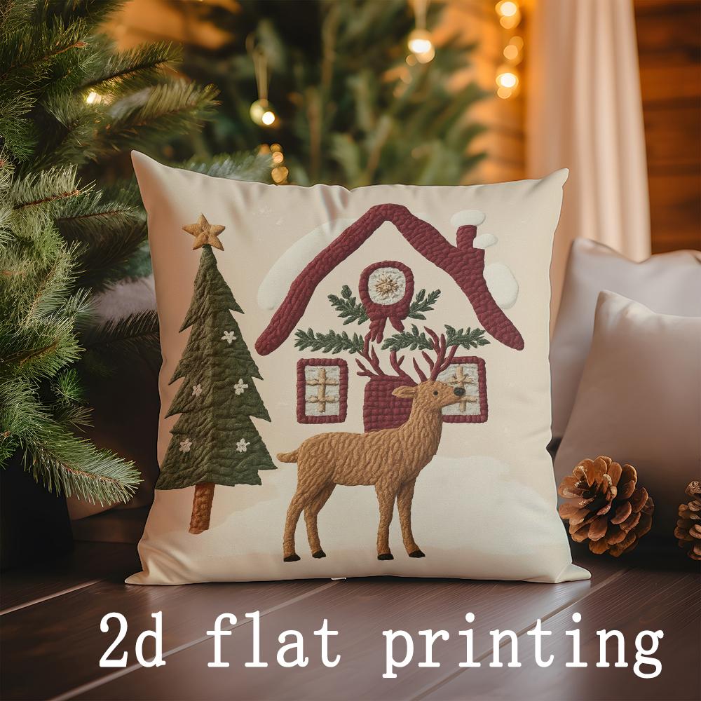 Heimdeko Kissenbezüge-Set mit Weihnachtsmotiv Geeignet für Sofa Schlafzimmer Auto Kissenbezug Kissen Rechteckiges Rückenkissen