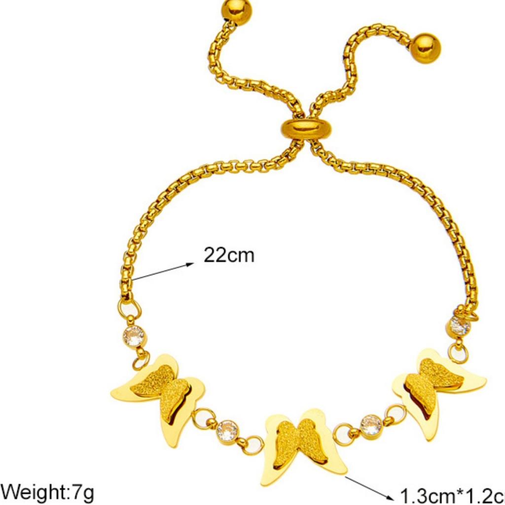 Light Luxury High-End Pull-Out Double-Layer Three-Dimensional Butterfly Bracelet Female Titanium Steel Does Not Fade Diamond-Encrusted Jewelry Tide