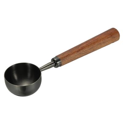 Uxcell Colher Medidora de Café, 4" x 0,7" 30ml Aço Inoxidável Colher de Café com Cabo de Madeira para Café Moído ou Chá