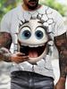 Nuova T-shirt da Uomo Hip Hop con Faccina Sorridente Stampata in 3D 2025 - Girocollo, Street Casual Larga Larga