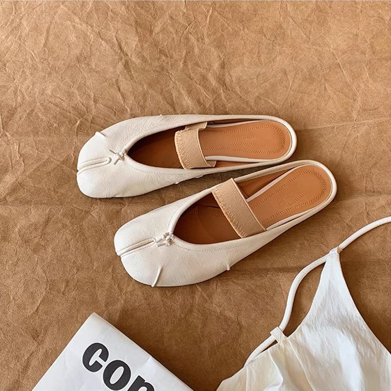 

Виноградная Мама Берлинская Мечта~ Овечья кожаная версия модной обуви с легким носком и мягким раздвоенным носком, женские балетки, копытца 40