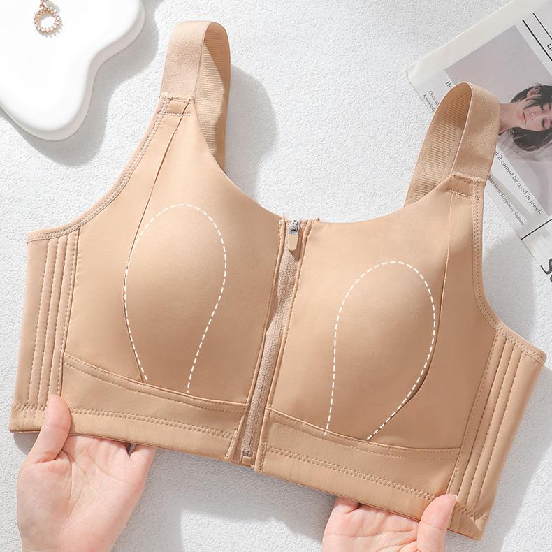Shaping Bra Women's Lift Top Support Bra Women's Gathering Bra Anti-sagging Secondary Breasts Front Zipper Bra