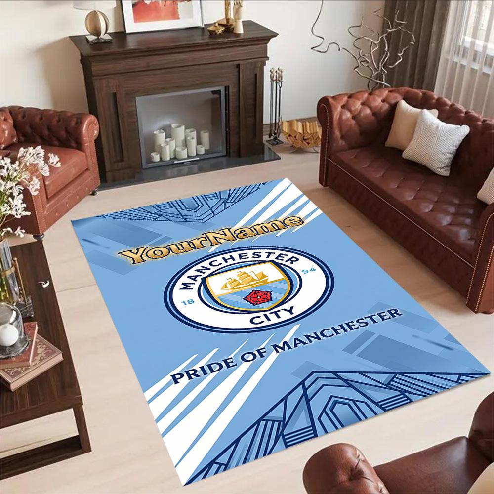 Manchester City 50 Personalized Name Floor Mat Design for Bedrooms Playrooms Kitchen Study room Anti-slip Rug Decorate Offices