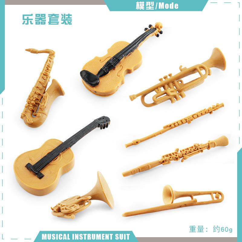 Simulation Musical Instrument Set Horn Trombone Clarinet Flute Saxophone Violin Guitar Model Static Ornament