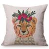 Cute Watercolor Painting Cat Flamingo Dog Kid'S Nursery Art Room Decorative Throw Pillow Case Cotton Linen Animal Cushion Cover