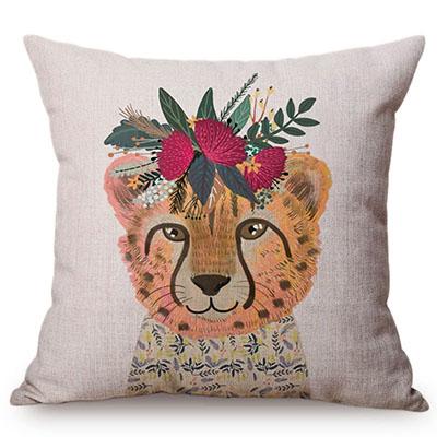 Cute Watercolor Painting Cat Flamingo Dog Kid'S Nursery Art Room Decorative Throw Pillow Case Cotton Linen Animal Cushion Cover