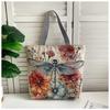 Ethnic Style Embroidered Canvas Shoulder Bag with Gold Thread.