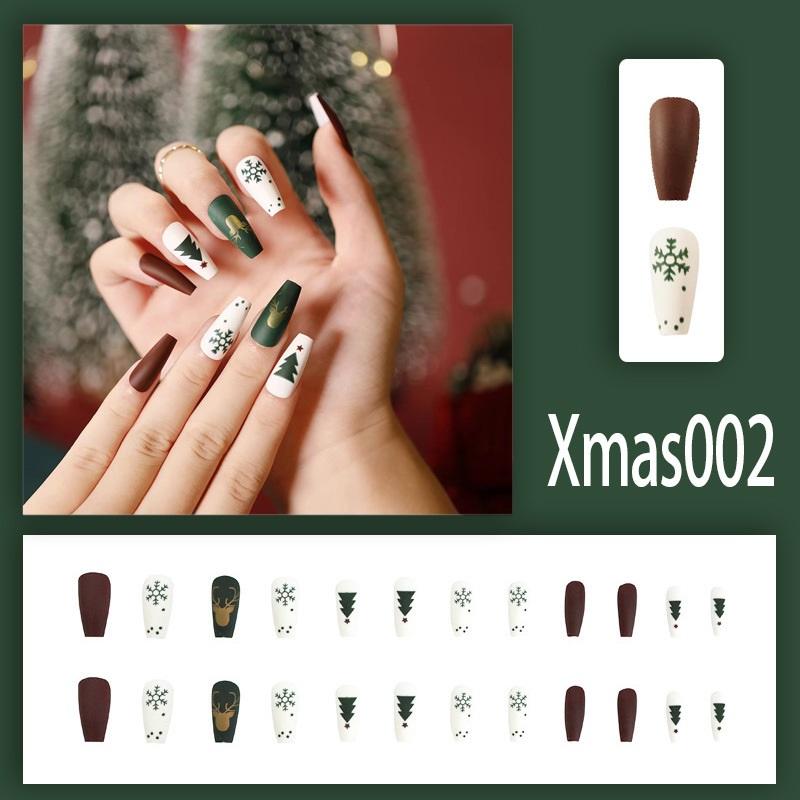 Winter Sweet Cartoon Christmas Wearing Nails Snowflake Santa Claus Nail Art Fake Nail Patch Christmas Collection
