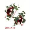 2pcs-Wedding Arch Flowers, Artificial Burgundy Wedding Flowers, Wedding Welcome Sign Decoration and Arch Flowers for Wedding Reception