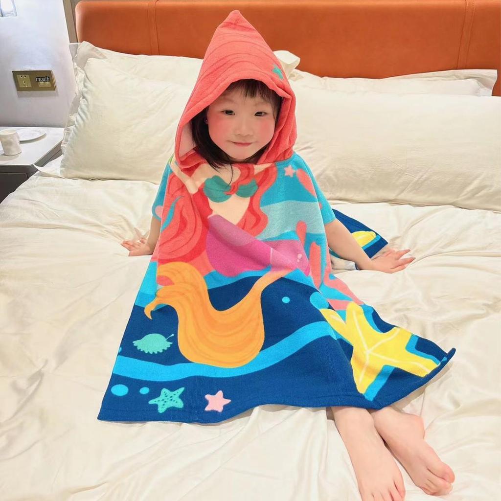 Adorable Cartoon Baby Bath Poncho - Soft, Skin-Friendly, Non-Shedding, Quick-Dry, Absorbent Towel