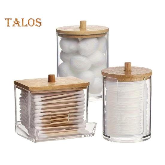 

3 шт. прозрачный контейнер для хранения ватных шариков, тампонов, диспенсер большой емкости, пылезащитный многоцелевой контейнер для хранения с крышкой