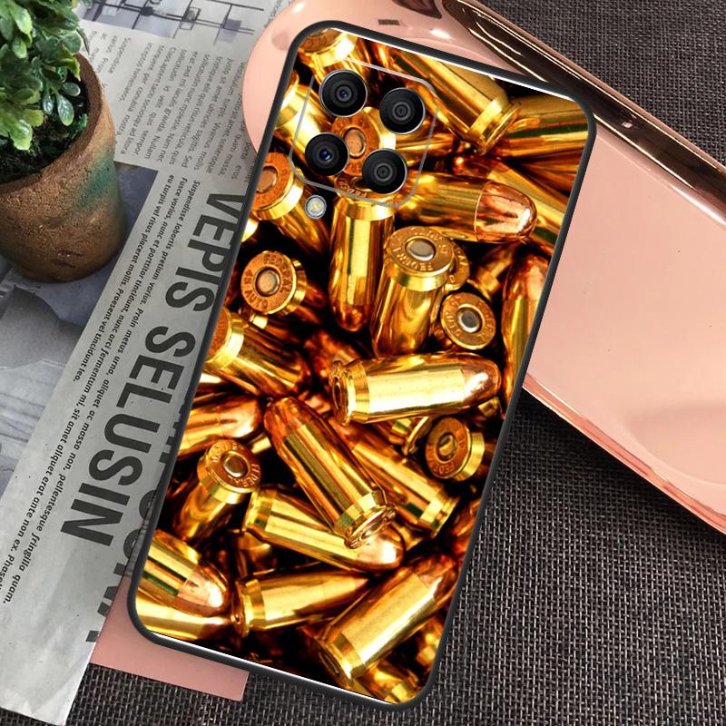 Military Gun Bullets Collage For Samsung Galaxy M34 M54 M14 M53 M33 M13 M12 M32 M52 M20 M15 M55 M21 M51 M30s M31s Case