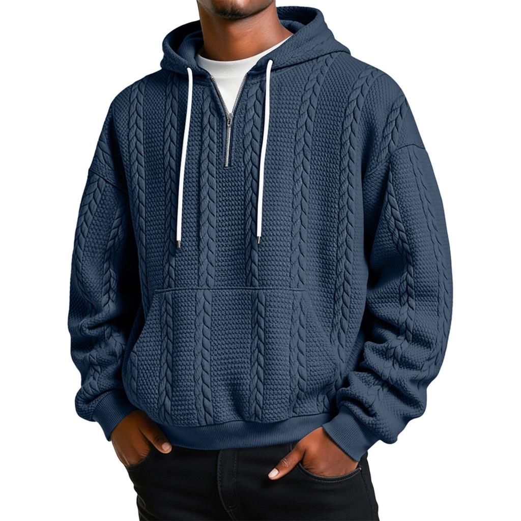 Men's Leisure Print Half Zipper Hooded Hood Hoodie