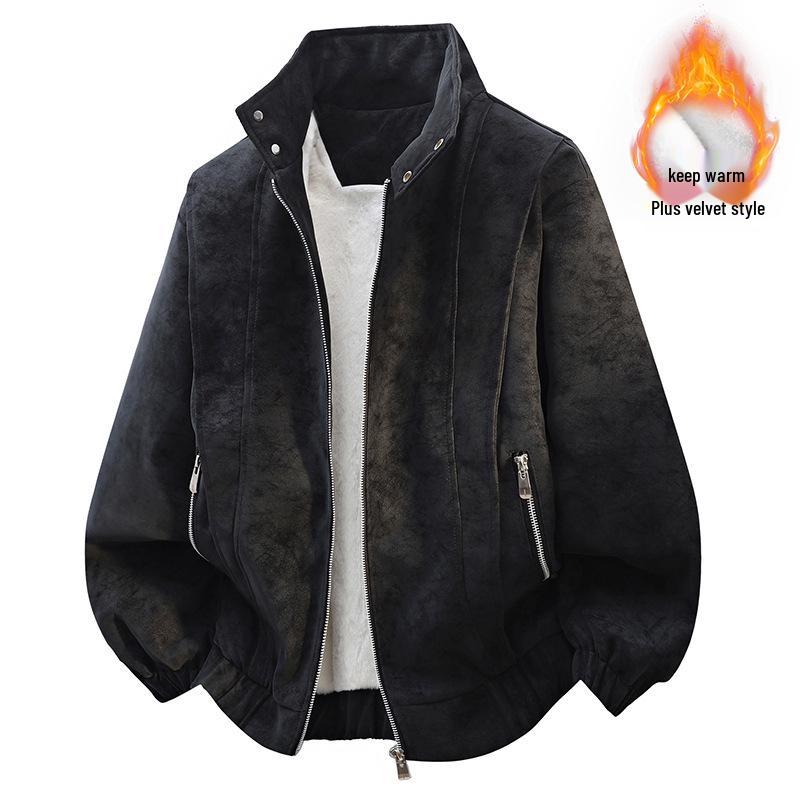 Men's Winter Thickened Leather Pilot Jacket - Di Yu Shen Long Plush Motorcycle Top